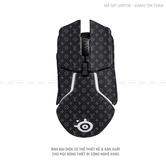 Skin Dán Chuột Steelseries Vân Nổi Vân LV Xanh Tím Than | UVPT16