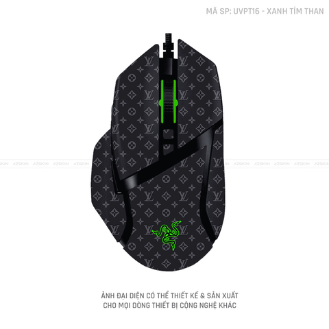 Skin Dán Chuột Razer Vân Nổi Hình Vân LV Xanh Tím Than | UVPT16