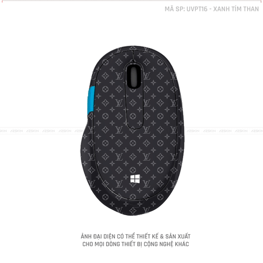 Skin Dán Chuột Microsoft Vân Nổi Hình Vân LV Xanh Tím Than | UVPT16