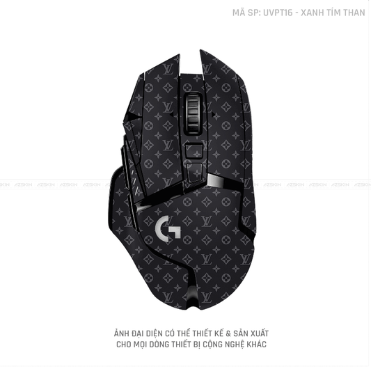 Skin Dán Chuột Logitech Vân Nổi Vân LV Xanh Tím Than | UVPT16