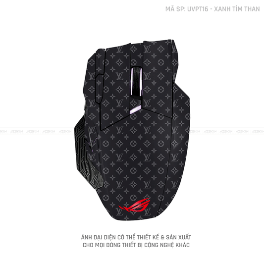 Skin Dán Chuột Asus Vân Nổi Hình Vân LV Xanh Tím Than | UVPT16
