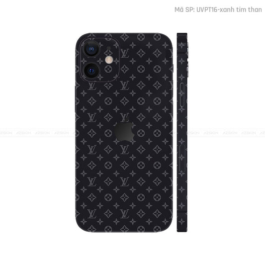 Dán Skin IPhone 12 Series Vân Pattern LV Đen | UVPT16
