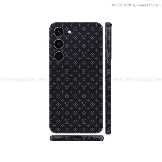 Dán Skin Samsung Galaxy S24 Series Vân Nổi LV Xanh Tím Than | UVPT16