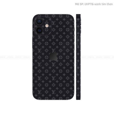 Dán Skin IPhone 12 Series Vân Pattern LV Đen | UVPT16