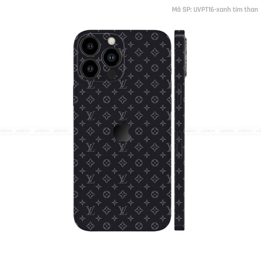 Dán Skin IPhone 12 Series Vân Pattern LV Đen | UVPT16
