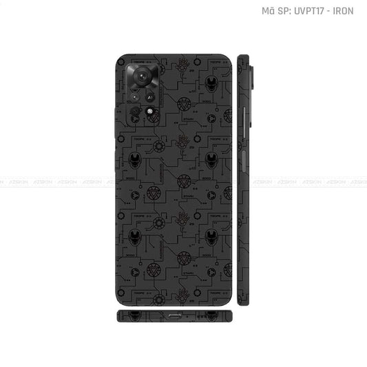 Dán Skin Xiaomi Redmi Note 11 Series Vân Nổi Iron Man Đen | UVPT17