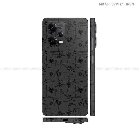 Dán Skin Xiaomi Redmi Note 12 Series Vân Nổi Iron Man Đen | UVPT17