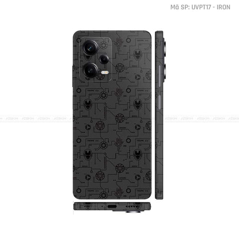 Dán Skin Xiaomi Redmi Note 12 Series Vân Nổi Iron Man Đen | UVPT17
