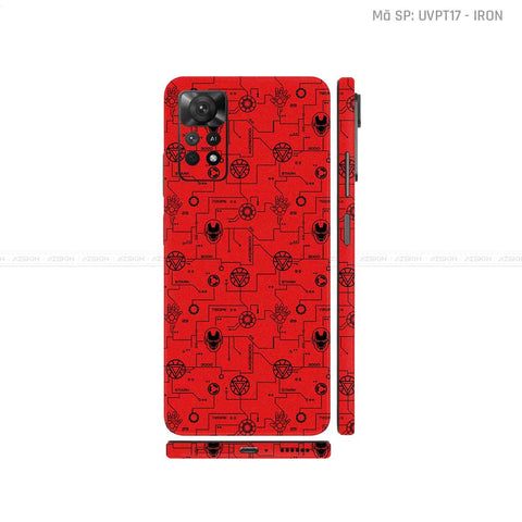 Dán Skin Xiaomi Redmi Note 11 Series Vân Nổi Iron Man Đỏ | UVPT17