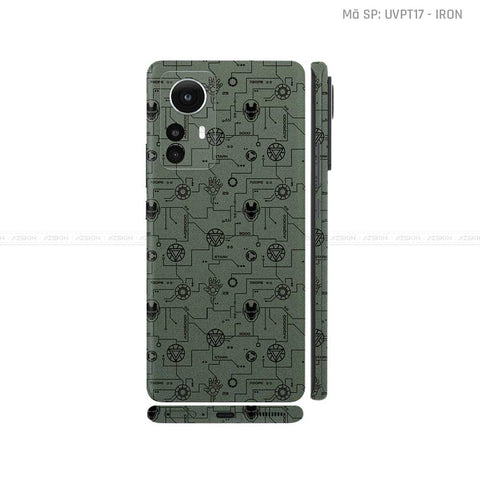 Dán Skin Xiaomi 12 Series Vân Nổi Iron Man Xanh Midnight | UVPT17