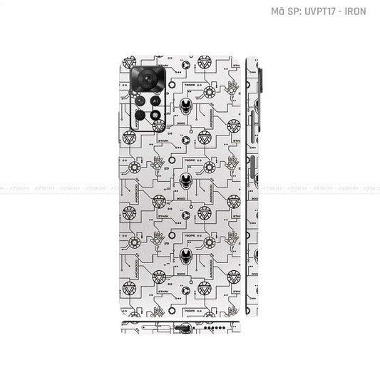 Dán Skin Xiaomi Redmi Note 11 Series Vân Nổi Iron Man Trắng | UVPT17