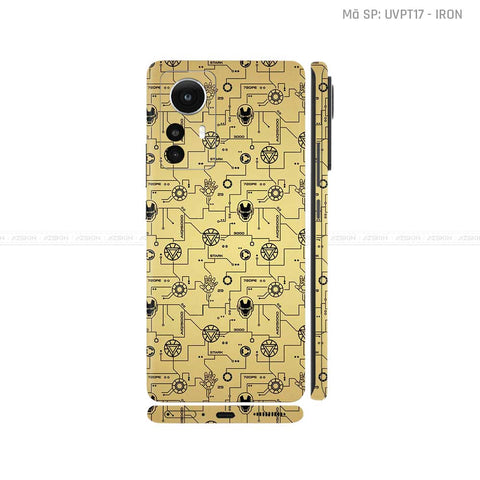 Dán Skin Xiaomi 12 Series Vân Nổi Iron Man Vàng Đồng | UVPT17