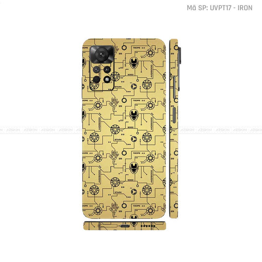 Dán Skin Xiaomi Redmi Note 11 Series Vân Nổi Iron Man Vàng | UVPT17