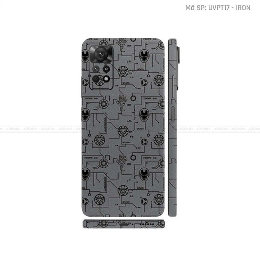 Dán Skin Xiaomi Redmi Note 11 Series Vân Nổi Iron Man Xám | UVPT17