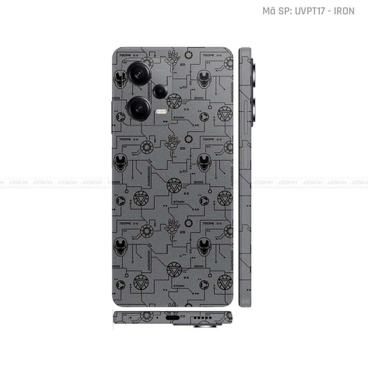 Dán Skin Xiaomi Redmi Note 12 Series Vân Nổi Iron Man Xám | UVPT17