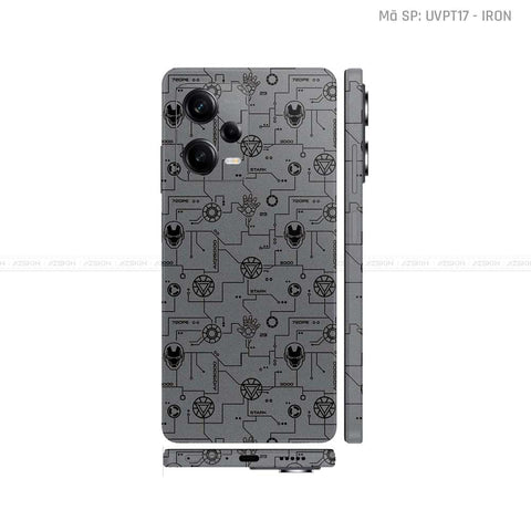 Dán Skin Xiaomi Redmi Note 12 Series Vân Nổi Iron Man Xám | UVPT17