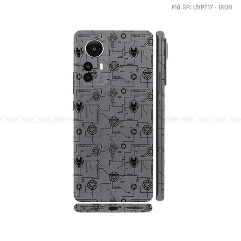 Dán Skin Xiaomi 12 Series Vân Nổi Iron Man Xám | UVPT17