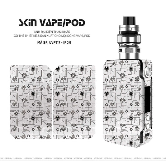 Dán Skin Vape Vân Ironman Trắng | UVPT17