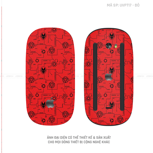 Skin Dán Chuột Apple Magic Mouse Vân Nổi Hình Iron Màu Đỏ | UVPT17