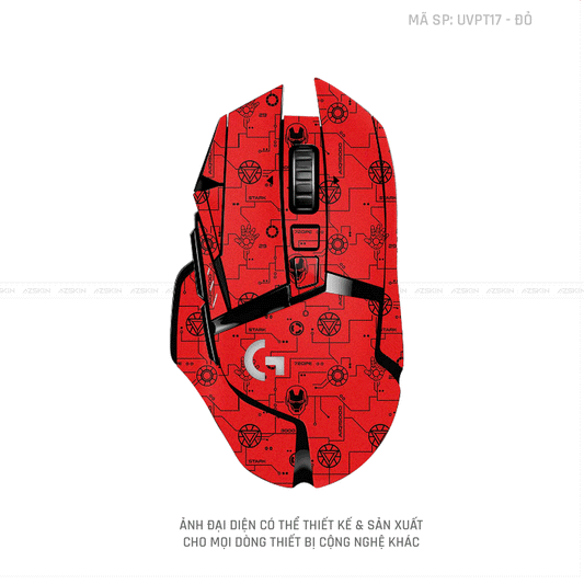Skin Dán Chuột Logitech Vân Nổi Iron Đỏ | UVPT17