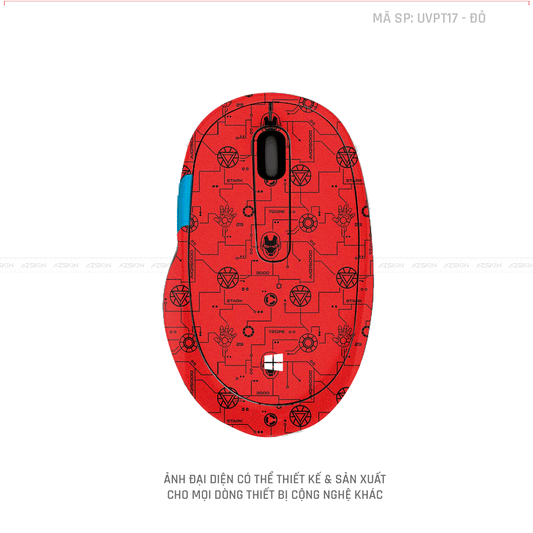 Skin Dán Chuột Microsoft Vân Nổi Hình Iron Màu Đỏ | UVPT17