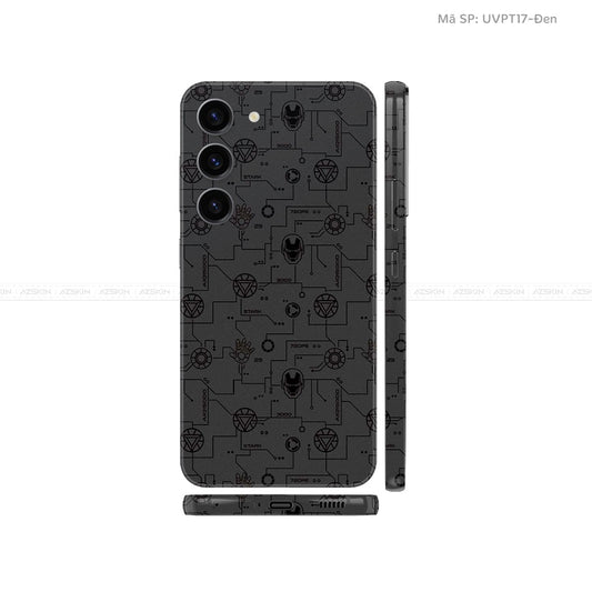Dán Skin Samsung Galaxy S24 Series Vân Nổi Iron Man Đen | UVPT17
