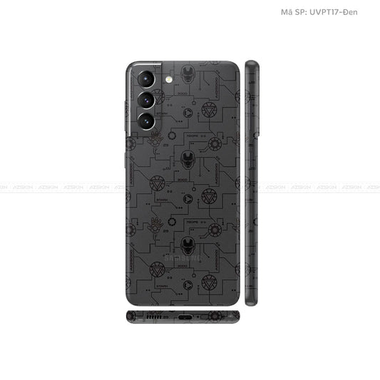 Dán Skin Galaxy S21 Series Vân Iron Man Đen | UVPT17