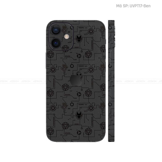 Dán Skin IPhone 12 Series Vân Nổi IRonman Đen | UVPT17