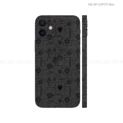 Dán Skin IPhone 12 Series Vân Nổi IRonman Đen | UVPT17