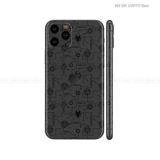 Dán Skin IPhone 11 Series Vân IRonman Đen | UVPT17