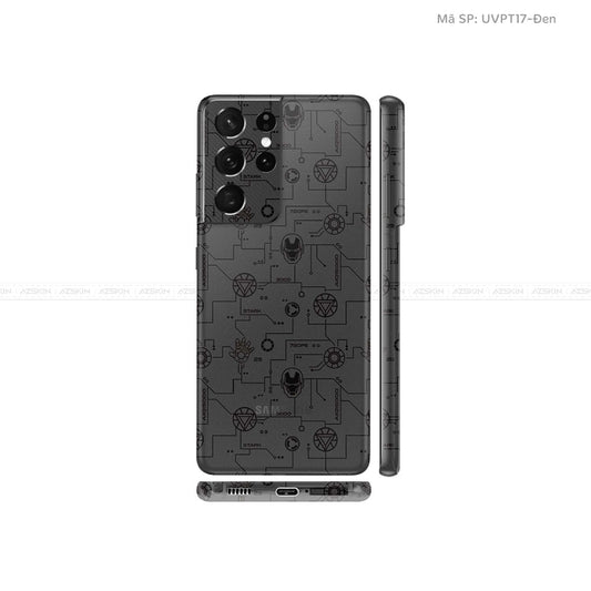 Dán Skin Galaxy S21 Series Vân Iron Man Đen | UVPT17