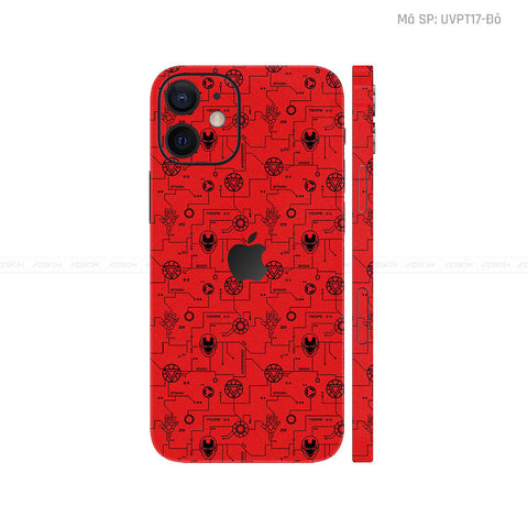 Dán Skin IPhone 12 Series Vân Nổi IRonman Đỏ | UVPT17