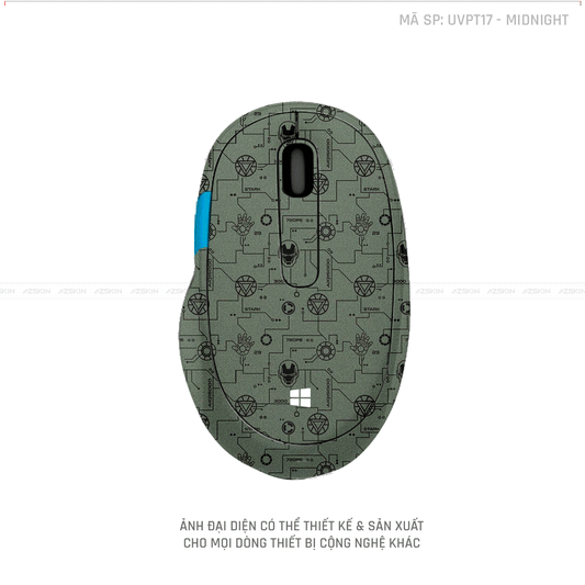 Skin Dán Chuột Microsoft Vân Nổi Hình Iron Màu Midnight | UVPT17