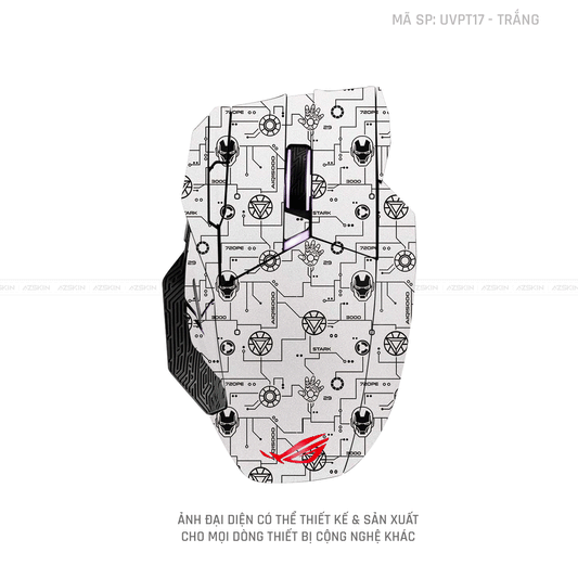 Skin Dán Chuột Asus Vân Nổi Hình Iron Trắng | UVPT17