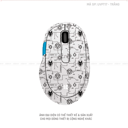 Skin Dán Chuột Microsoft Vân Nổi Hình Iron Màu Trắng | UVPT17