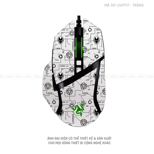 Skin Dán Chuột Razer Vân Nổi Hình Iron Trắng | UVPT17