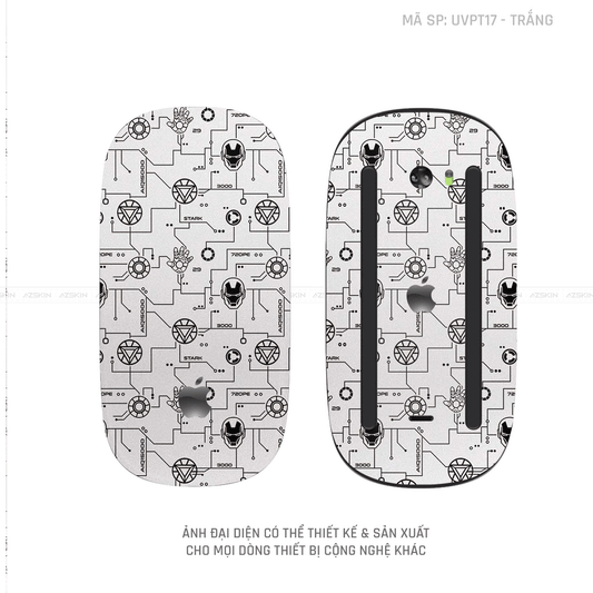 Skin Dán Chuột Apple Magic Mouse Vân Nổi Hình Iron Màu Trắng | UVPT17