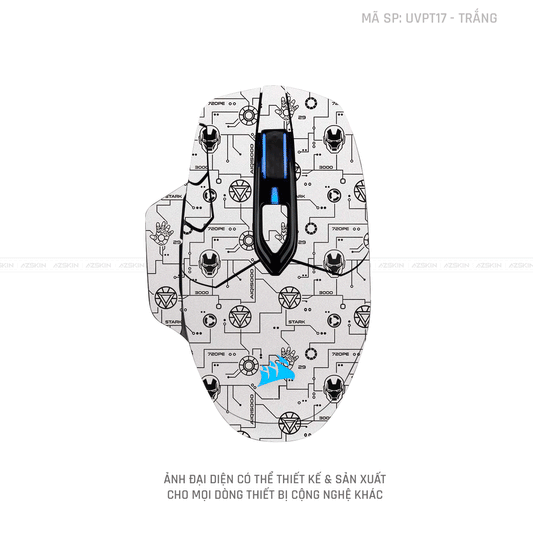 Skin Dán Chuột Corsair Vân Nổi Iron Trắng | UVPT17