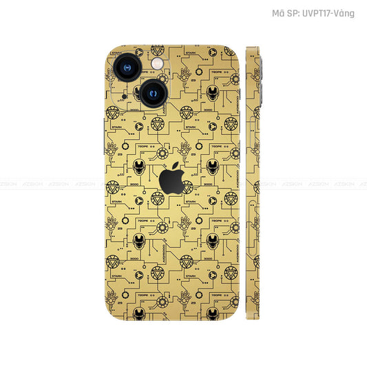 Dán Skin IPhone 13 Series Vân Pattern IRonman Vàng Đồng | UVPT17