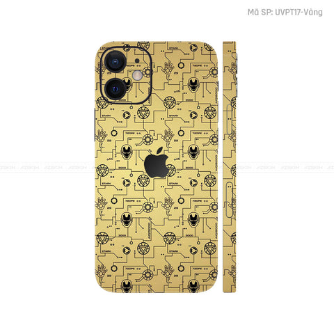 Dán Skin IPhone 12 Series Vân Nổi IRonman Vàng Đồng | UVPT17