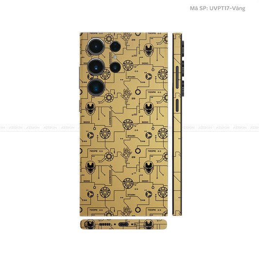Dán Skin Galaxy S23 Series Vân Nổi Ironman Vàng Đồng | UVPT17