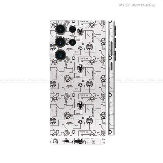 Dán Skin Galaxy S23 Series Vân Nổi Ironman Trắng | UVPT17