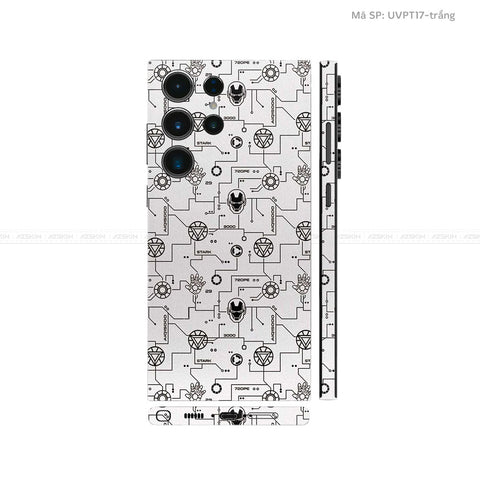 Dán Skin Galaxy S23 Series Vân Nổi Ironman Trắng | UVPT17