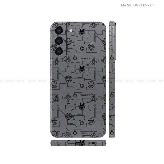 Dán Skin Galaxy S22 Series Vân Pattern IRonman Xám | UVPT17
