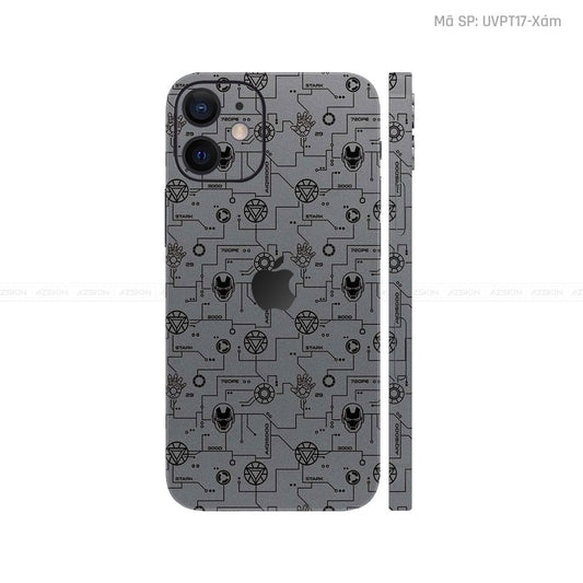 Dán Skin IPhone 12 Series Vân Nổi IRonman Xám | UVPT17
