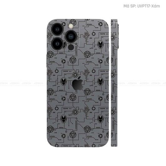Dán Skin IPhone 14 Series Vân IRonman Xám | UVPT17