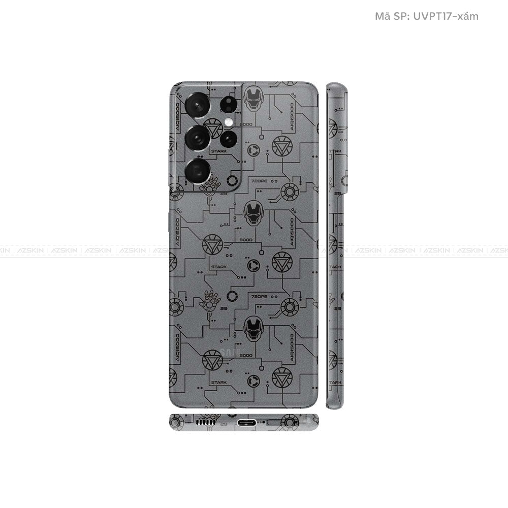 Dán Skin Galaxy S21 Series Vân Iron Man Xám | UVPT17