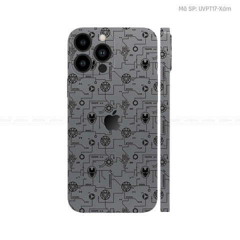 Dán Skin IPhone 14 Series Vân IRonman Xám | UVPT17