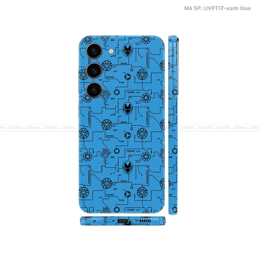 Dán Skin Samsung Galaxy S24 Series Vân Nổi Iron Man Xanh | UVPT17