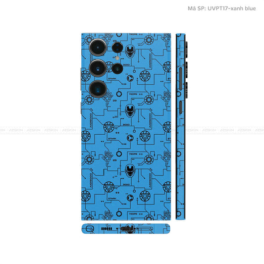 Dán Skin Samsung Galaxy S24 Series Vân Nổi Iron Man Xanh | UVPT17
